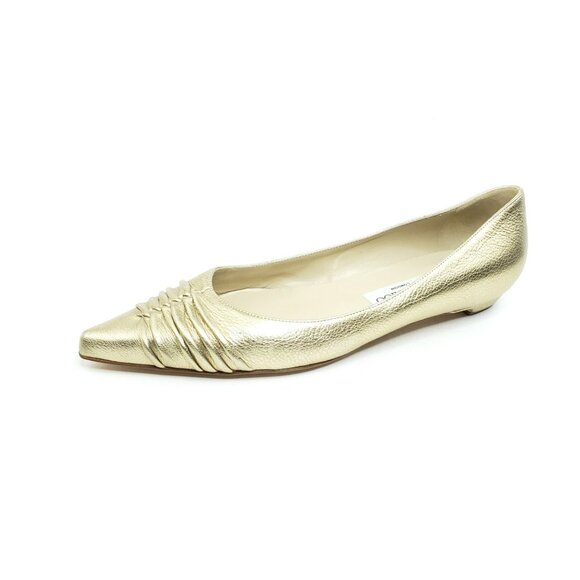 Jimmy Choo Gold Metallic Flats Pointed Toe Womens EUR 38.5 US 8.5 - Picture 10 of 16